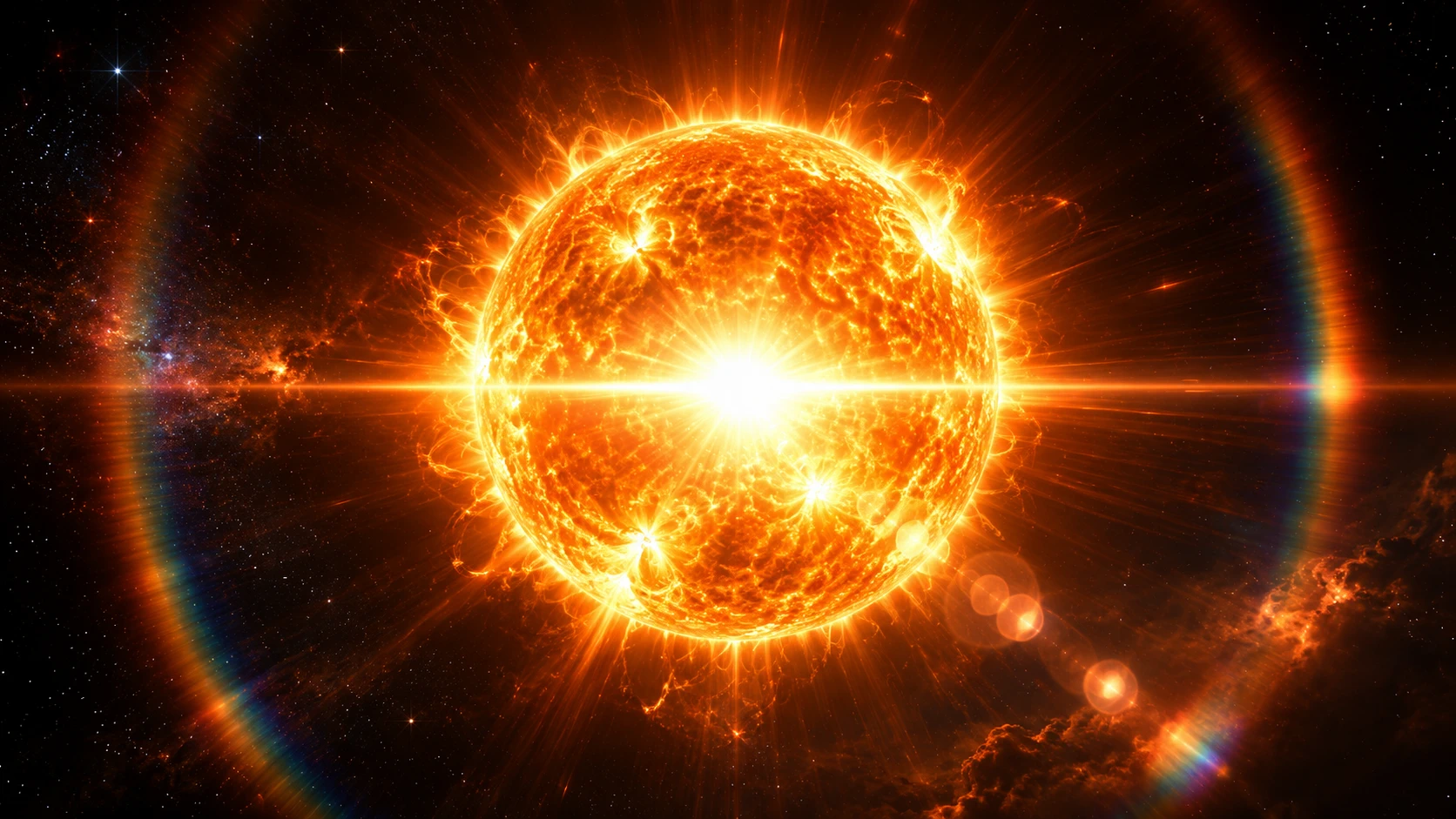Stellar luminosity comparison showing radiant stars and surrounding habitable zones