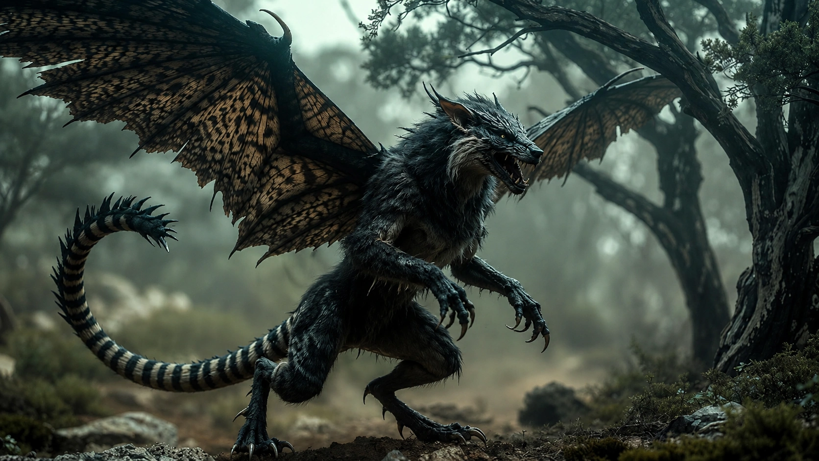 Tiger Wingclaw in a dark forest