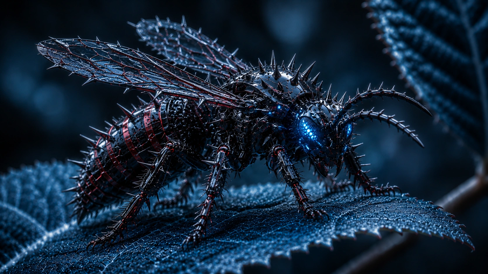 Nythrax Razorwing with spiked body and glowing eyes