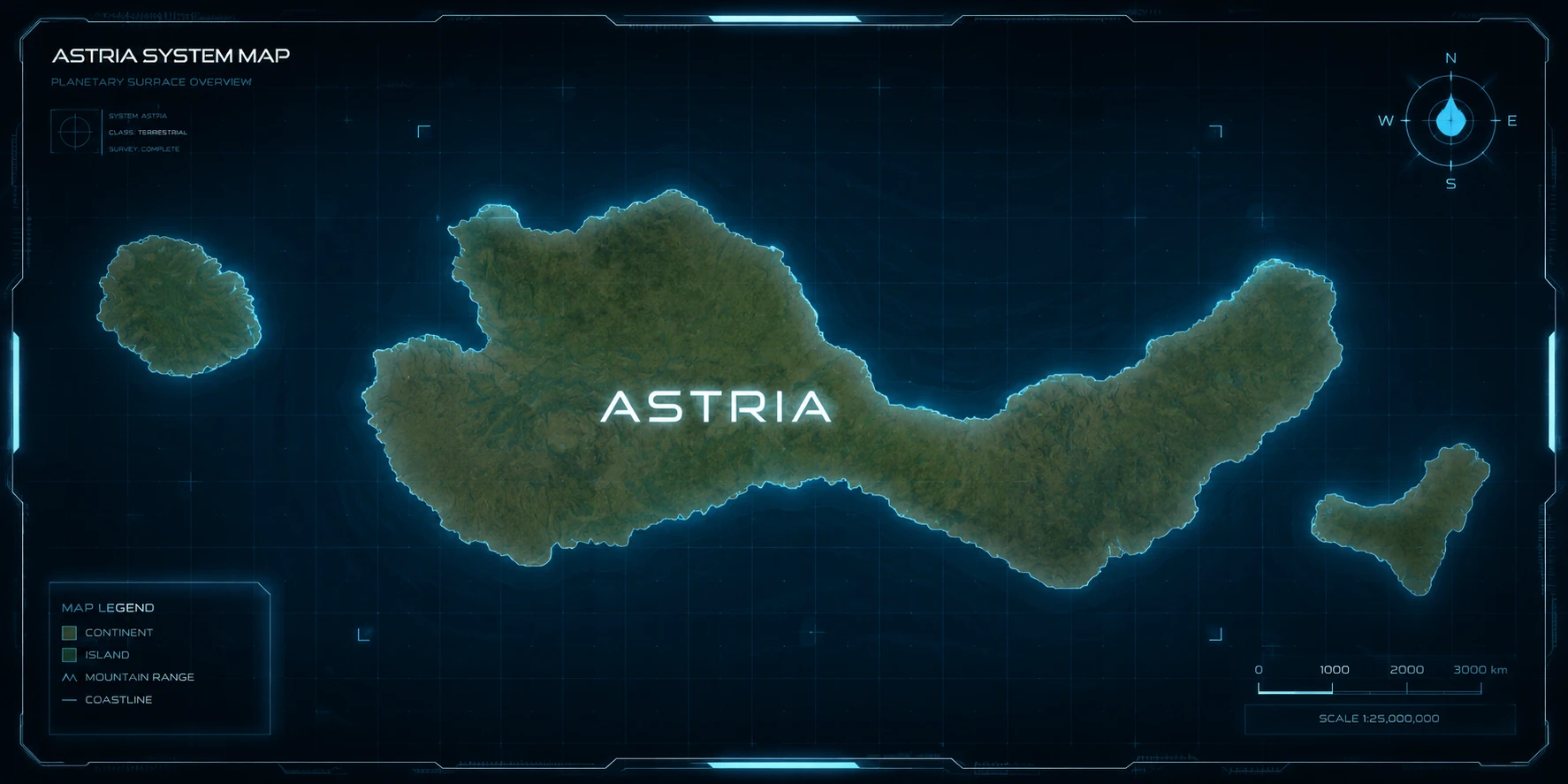 Astria continental map