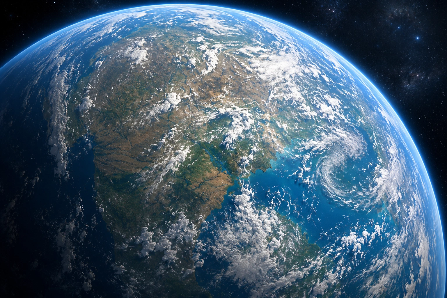 Garden world seen from orbit