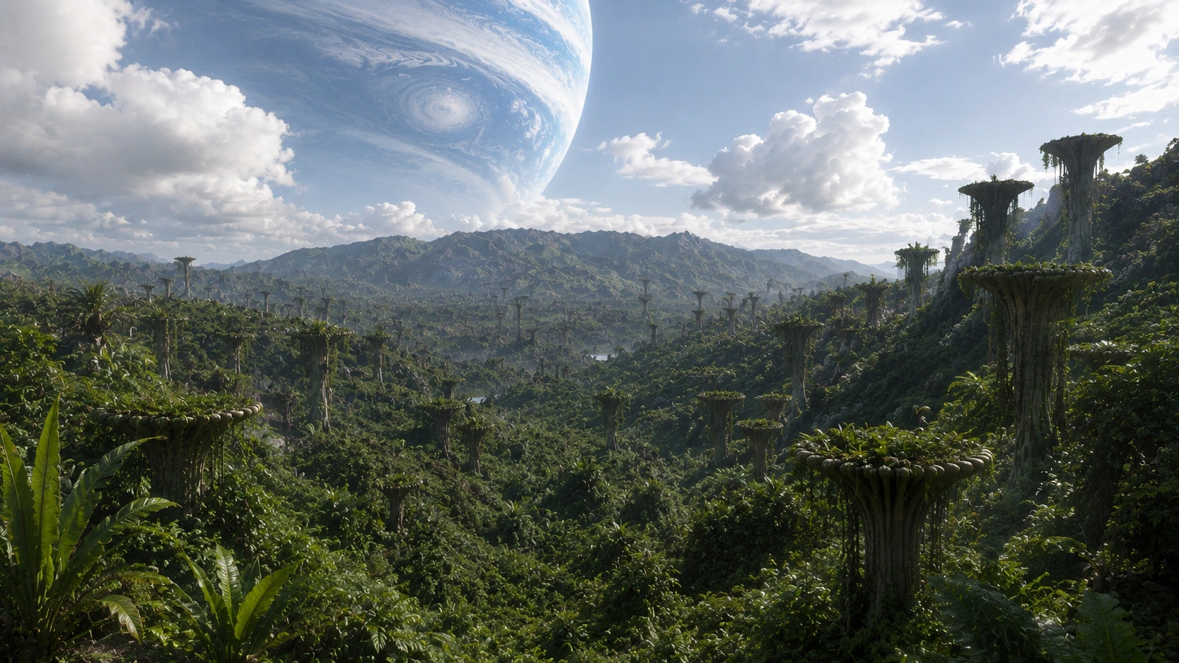 Habitable moon beneath a gas giant