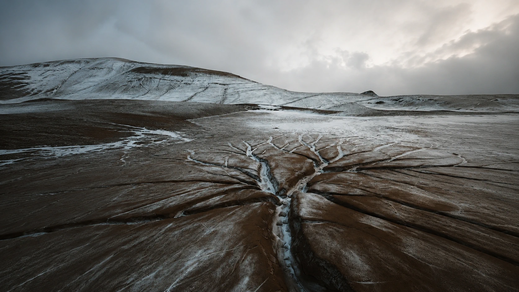 Polar ice cap on a barren world