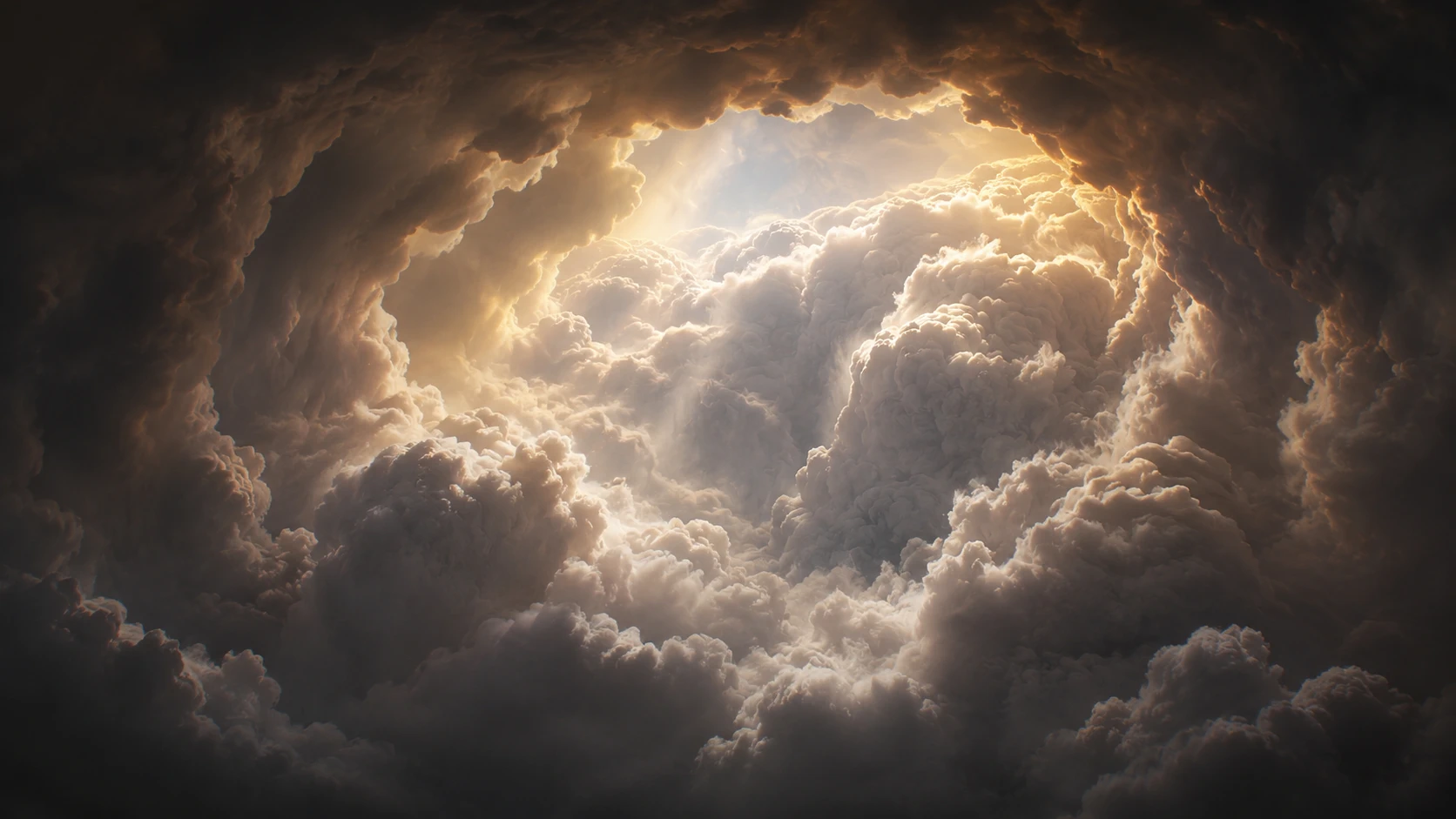 Towering cloud interior on a thick atmosphere world